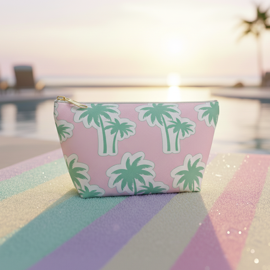 Paradise Pink Palm Pouch